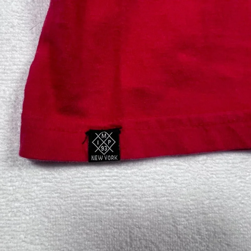 Imperious LG Short Sleeve Shirt Big Cat Rhinestone‎ Graphic Print Red Vintage